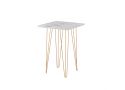 Bendigo Tall Side Table with Wooden Top White Stone Effect and Chrome Legs 